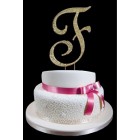 Gold Rhinestone Letter F Cake Topper Decoration